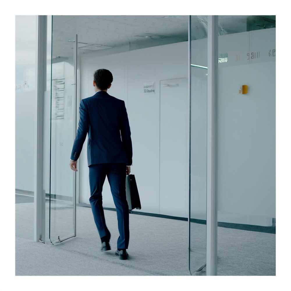 Person walking into a real estate training centre to start a new pathway