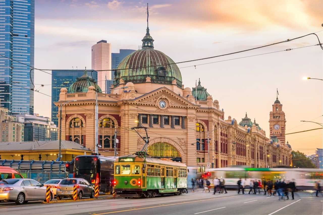 Flinders Street Station in Melbourne, Victoria, at street level